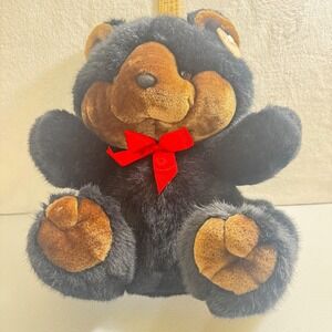 Vintage 1993 Heartwarmers Summit Collection Black Bear‎ Plush Red Bow 12 inch